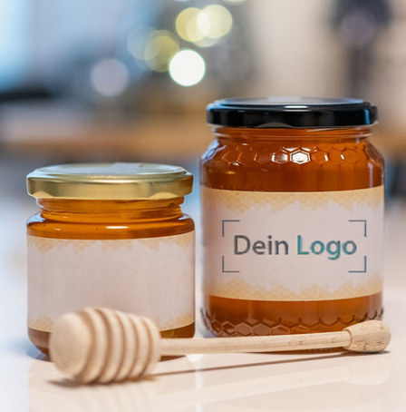 Schweizer Bienenhonig im 250g Glas mit Logo bedruckbar
