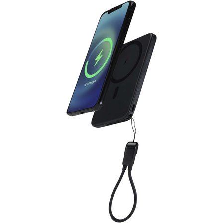 5000 mAh Powerbank aus recyceltem Kunststoff mit Magnetverschluss und Lanyard - Luren