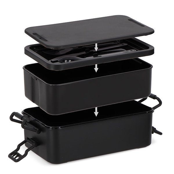 Doppelte Lunchbox mit Besteck Ylanin