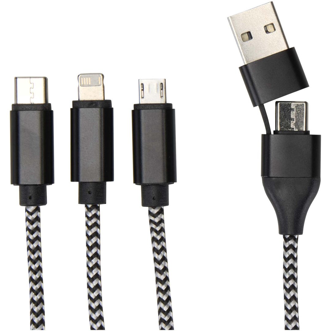 5-in-1-Ladekabel aus recyceltem Aluminium und RPET - Köbistgas