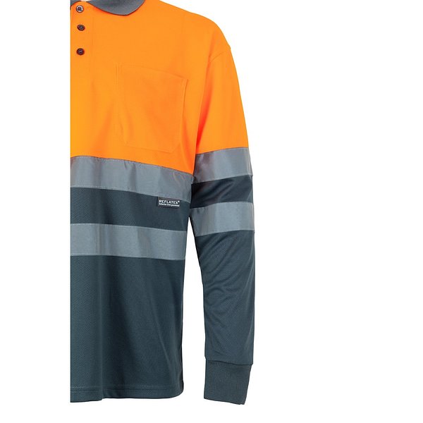 Zweifarbiges Poloshirt im Bird-Eye-Design (160g/m²) mit langen Ärmeln, aus Polyester (100%) Beatiani