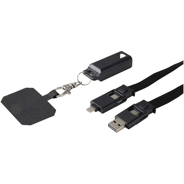 5 in 1 Lanyard Kabel aus recyceltem Kunststoff für Smartphones mit integrierter Datensynchronisierung und 65 W Schnellladefunktion - Loldy