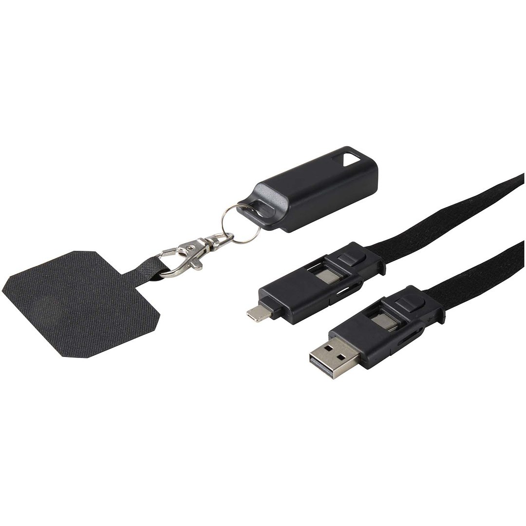 5 in 1 Lanyard Kabel aus recyceltem Kunststoff für Smartphones mit integrierter Datensynchronisierung und 65 W Schnellladefunktion - Loldy