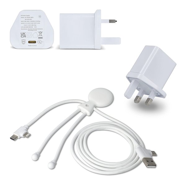 2090 - Mr. Bio Langes Ladekabel + UK Stecker Adapter Benjast