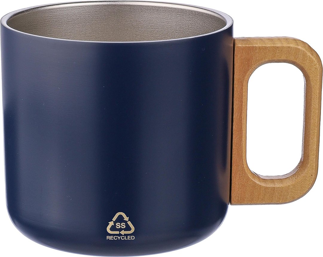 Becher Corg | Recycelter Edelstahl | Holzgriff | 400 ml