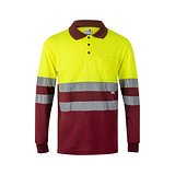 Zweifarbiges Poloshirt im Bird-Eye-Design (160g/m²) mit langen Ärmeln, aus Polyester (100%) Steivia