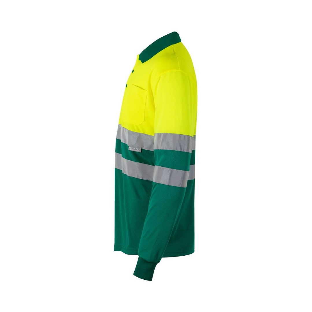 Zweifarbiges Poloshirt im Bird-Eye-Design (160g/m²) mit langen Ärmeln, aus Polyester (100%) Beatiani
