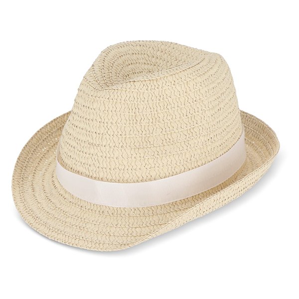 Pflanzlicher Strohhut mit farbigem Band Betonnel