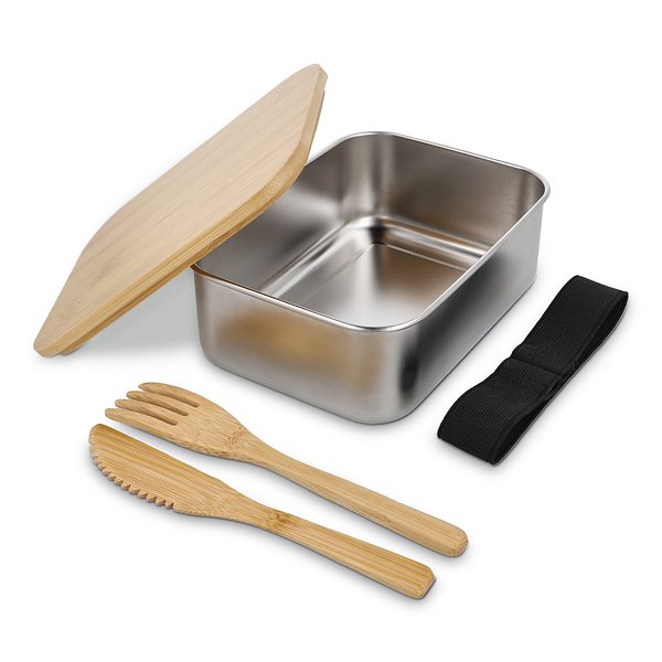 Edelstahl-Brotdose mit Bambusdeckel Urschatht