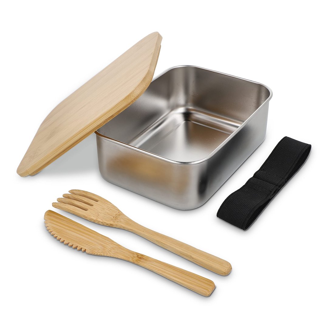 Edelstahl-Brotdose mit Bambusdeckel Urschatht