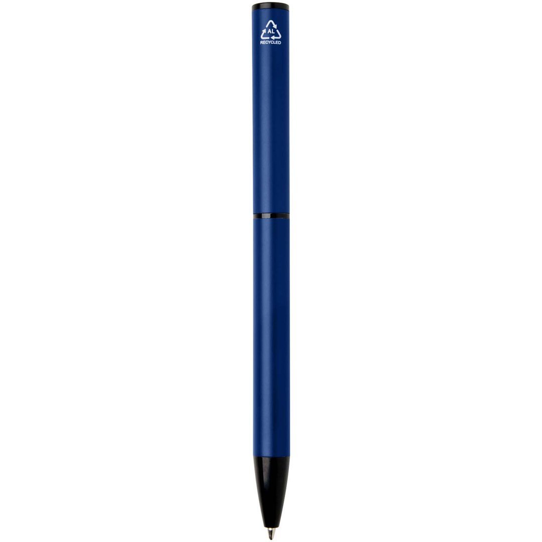 Kugelschreiber aus recyceltem Aluminium mit Drehmechanik und Hülle (blaue Tinte) - Anneliun
