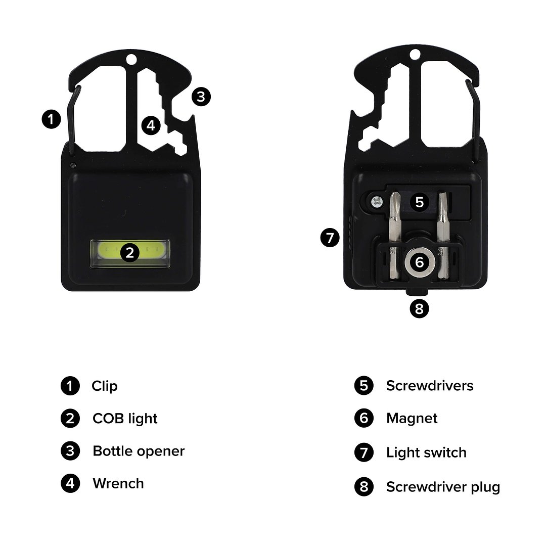 Kompaktes Multitool aus R-ABS & Metall 7 Funktionen Utzauna