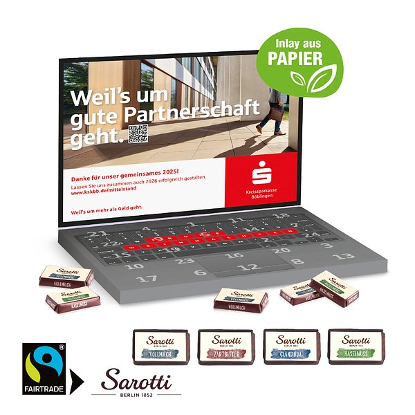 Adventskalender Laptop mit Sarotti Fairtrade®