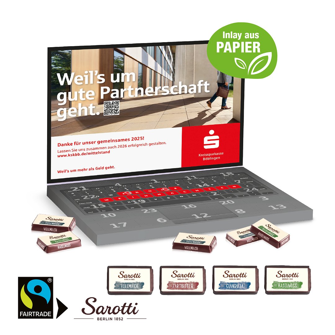 Adventskalender Laptop mit Sarotti Fairtrade®