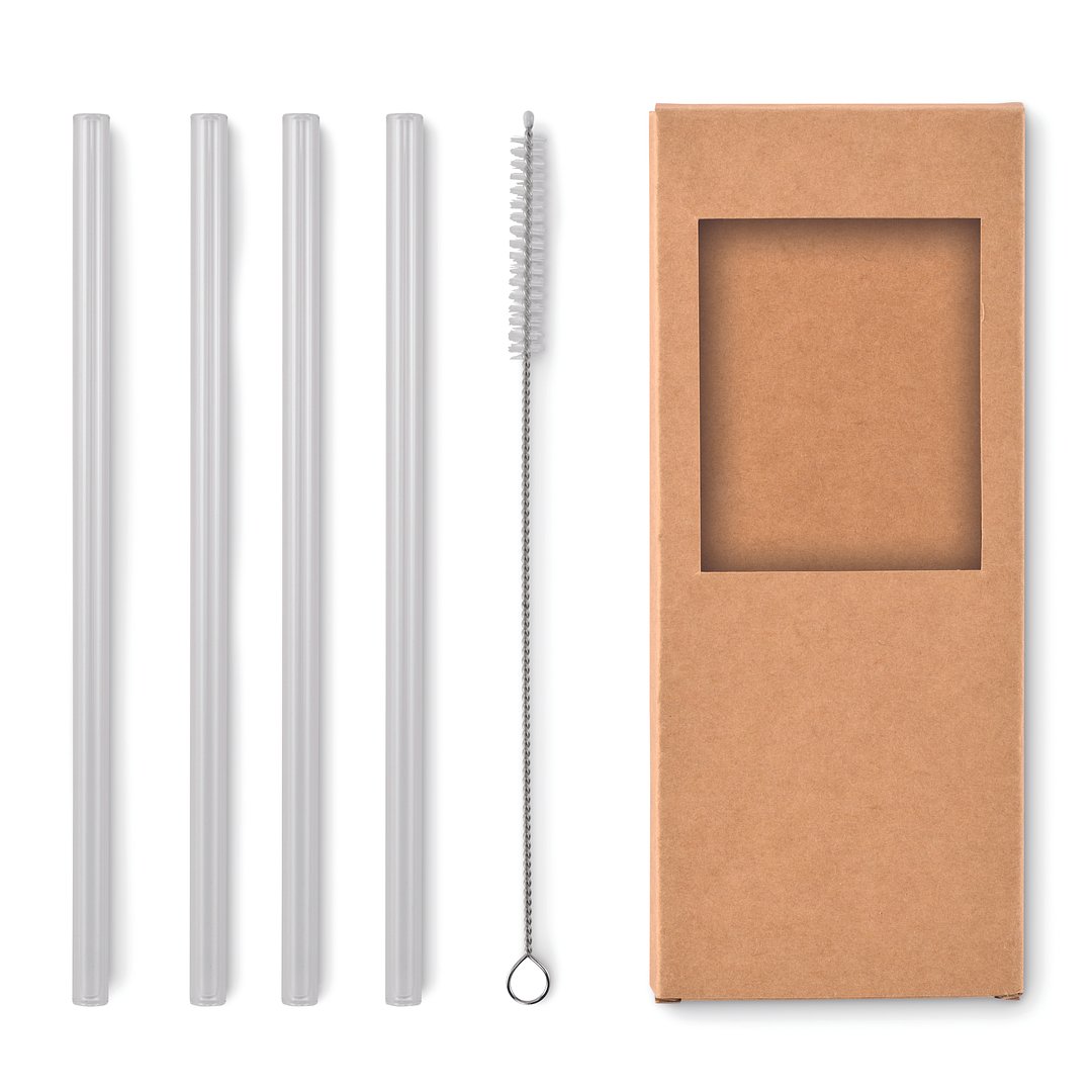 Glas Trinkhalme-Set Steilgin