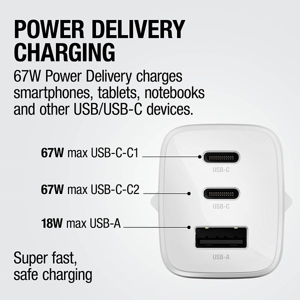 67W Laptop-Ladegerät GaN USB-C und USB-A Stineth