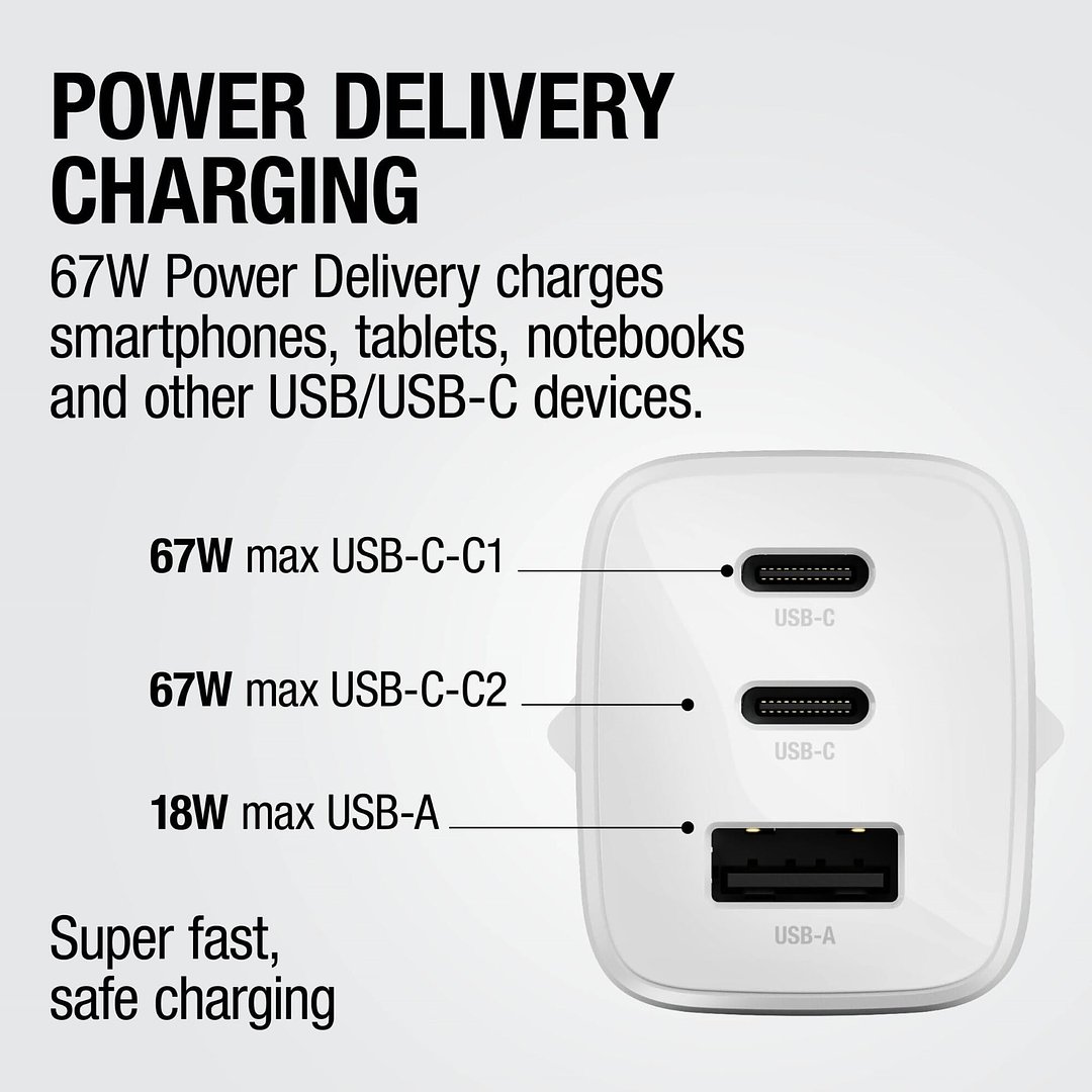 67W Laptop-Ladegerät GaN USB-C und USB-A Stineth