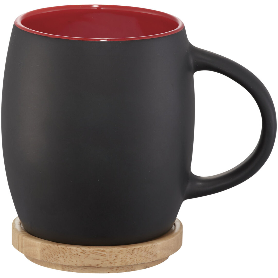 400 ml Keramiktasse mit Holz Untersetzer - Lorlep