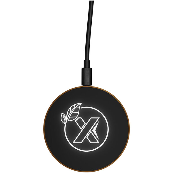 Kabellose Ladestation aus Holz mit Leuchtlogo - Heli