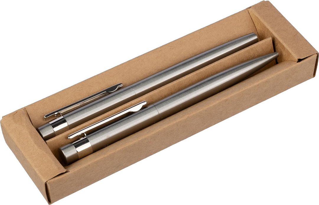 Schreibset Natie | Recycelter Edelstahl | Drehkugelschreiber und Rollerball