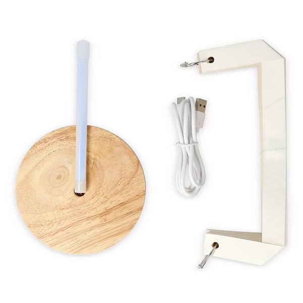 faltbare Papier LED-Lampe Aurora auf Holzsockel, 22cm Leycian