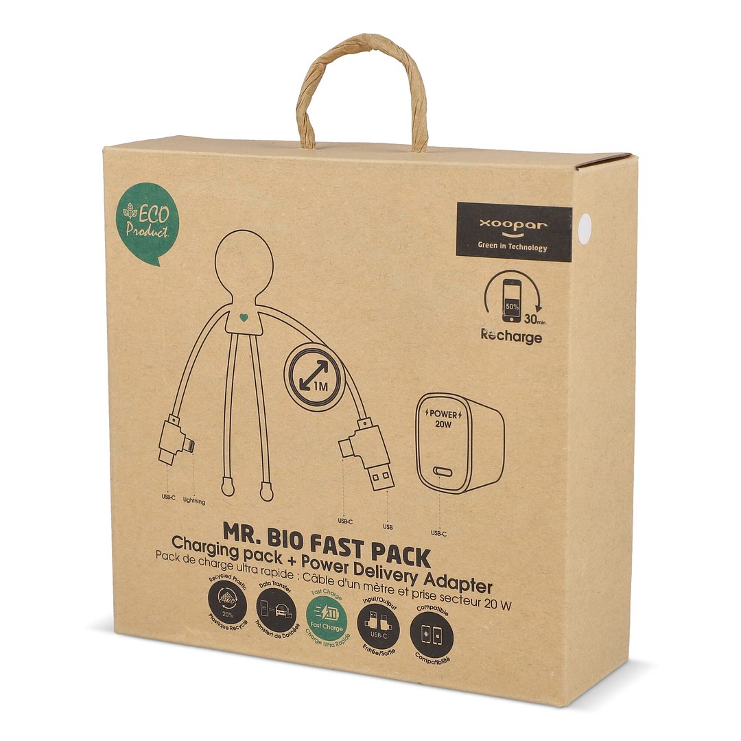 2090 - Mr. Bio Langes Ladekabel + UK Stecker Adapter Benjast