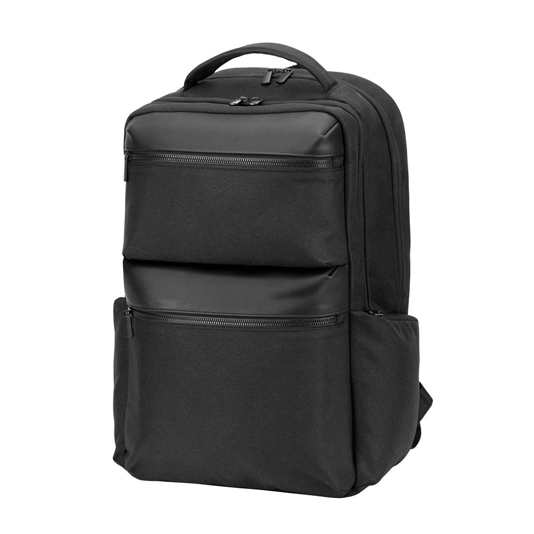 Wasserabweisender Rucksack aus recyceltem Twill mit zwei grossen Fronttaschen, 17 Zoll Leycili