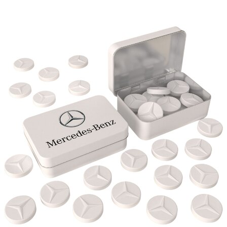 Logo Pfefferminz Bonbon in bedruckbarer Metallbox