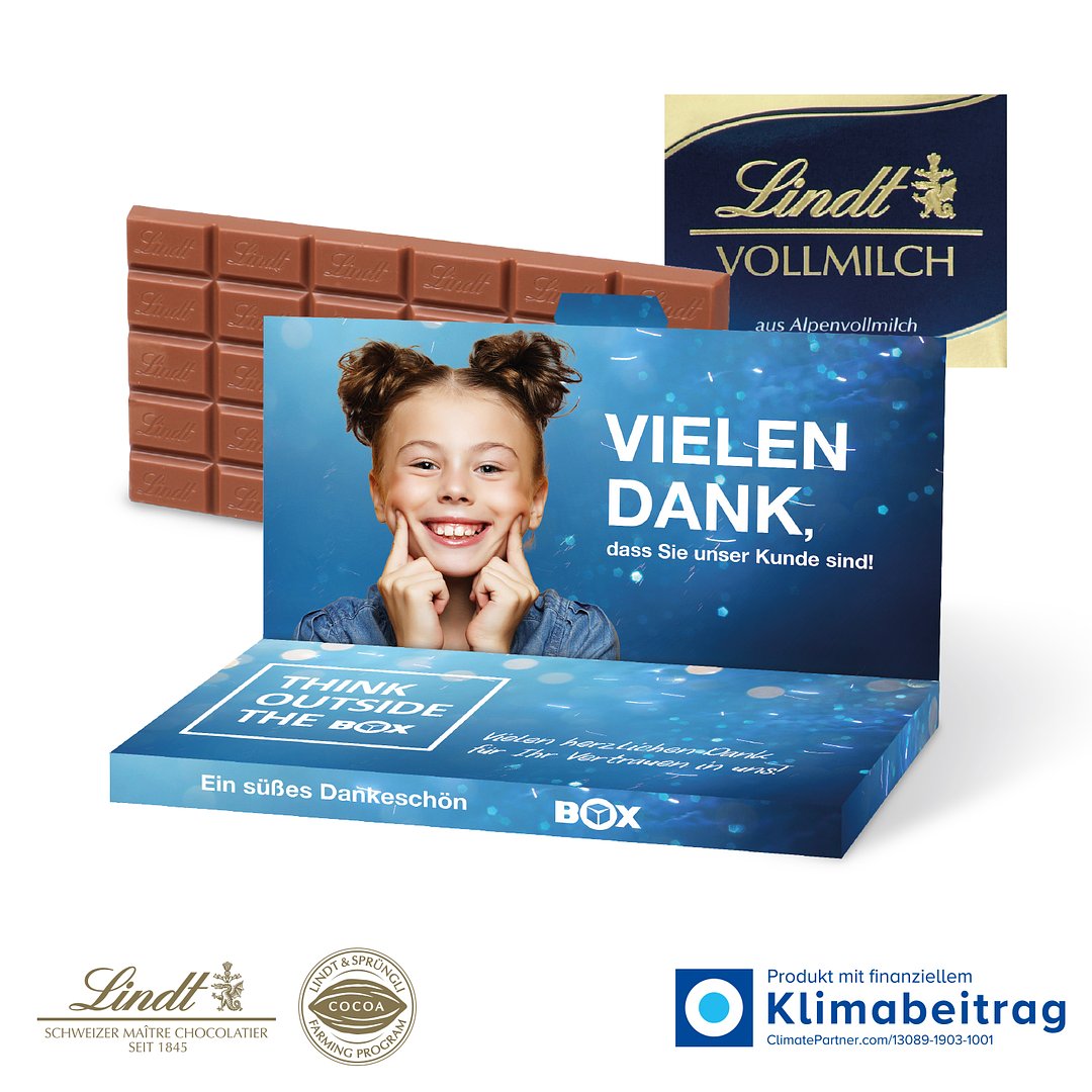 Grusskarte mit Schokoladentafel von Lindt, 100 g, EXPRESS