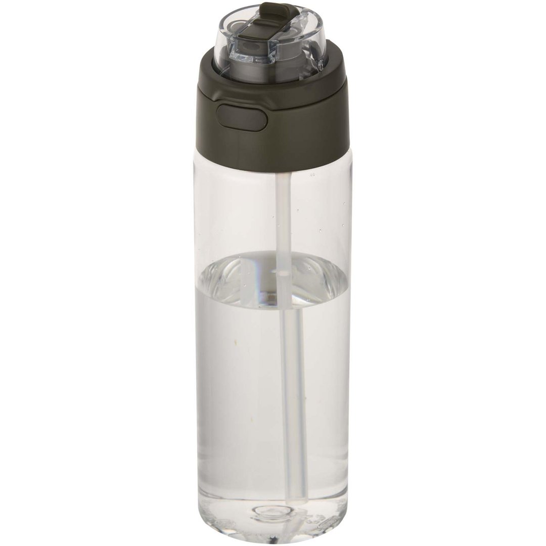 700 ml RCS Trinkflasche aus recyceltem Kunststoff mit Multifunktionsdeckel und Klappstrohhalm - Vreilga