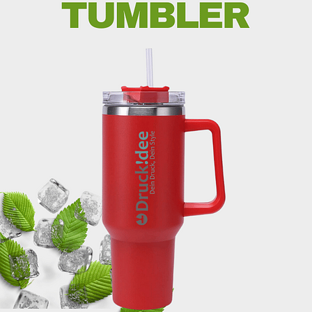 Tumbler 1.2 Liter Thermobecher aus Edelstahl mit Strohhalm und Henkel