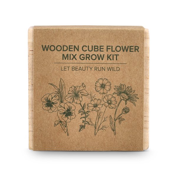 Holzpflanzgefäß-Set – Blumenmischung Giaming