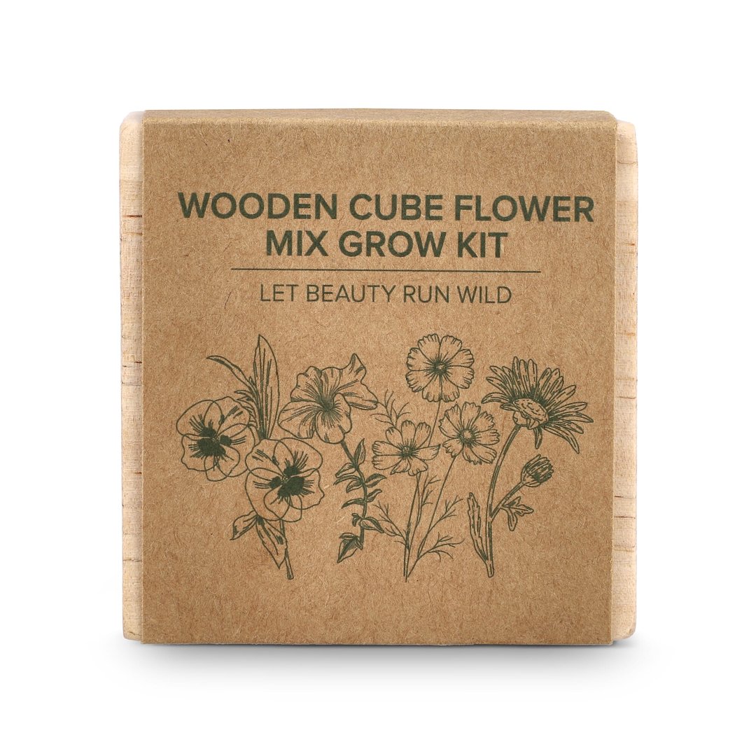 Holzpflanzgefäß-Set – Blumenmischung Giaming