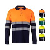 Zweifarbiges Piqué-Poloshirt (150g/m²) mit langen Ärmeln, aus Baumwolle (55%) und Polyester (45%) Lüzzaza