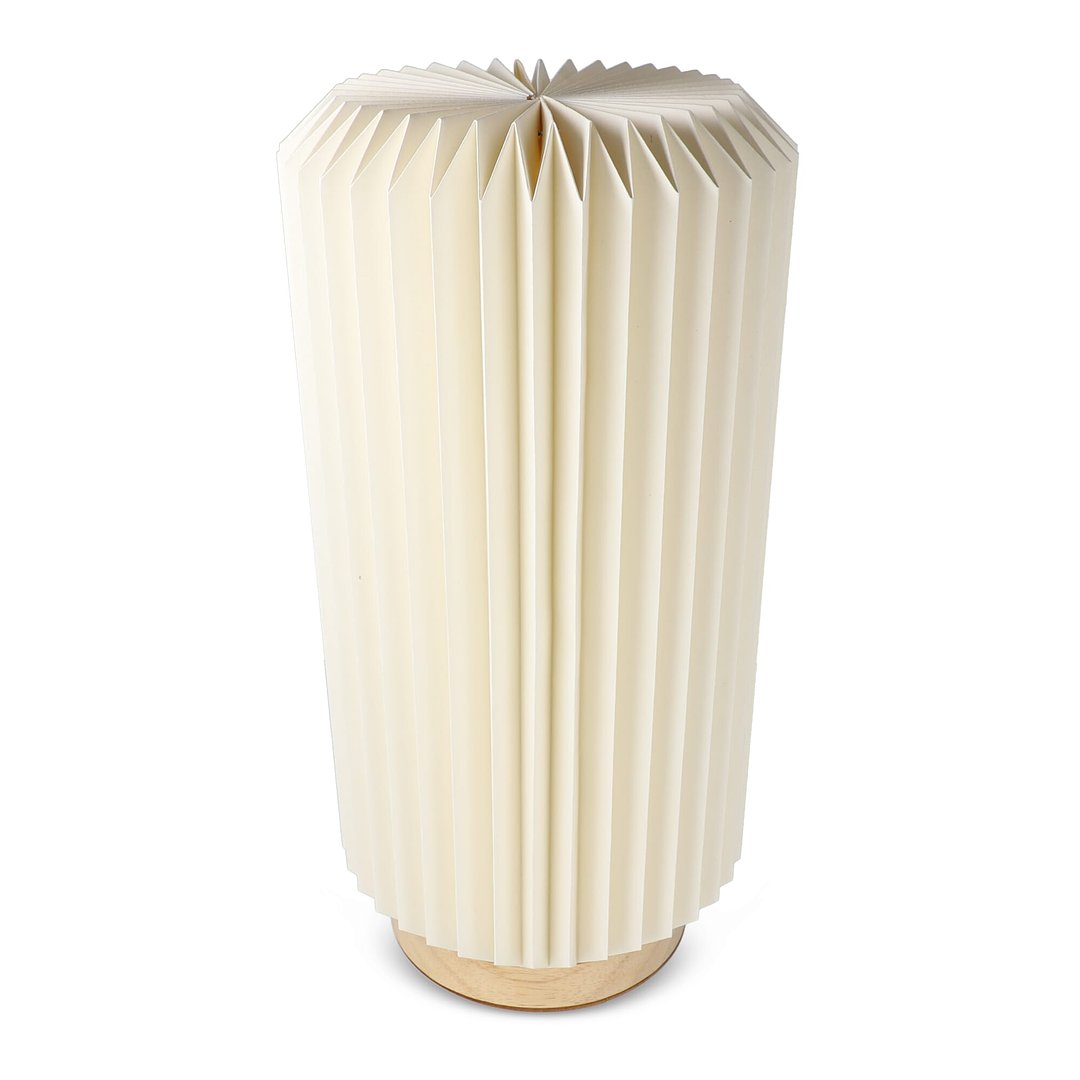 faltbare Papier-LED-Lampe Aurora Tall auf Holzsockel, 32cm Bigelien