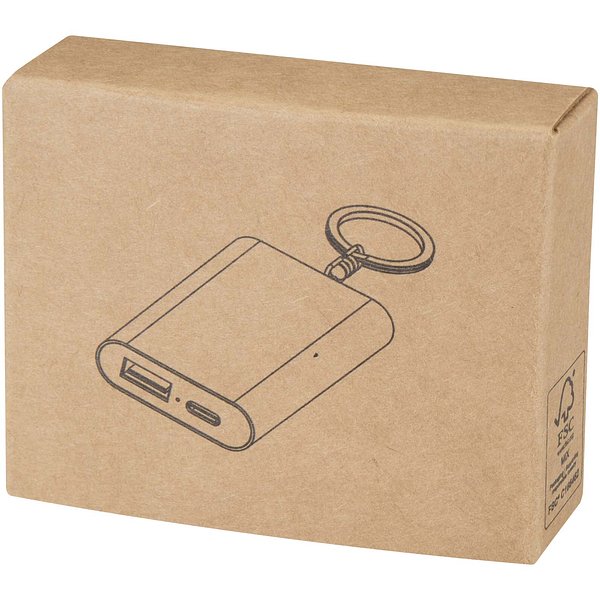 2000 mAh Powerbank aus recyceltem Aluminium mit Schlüsselanhänger - Ferg