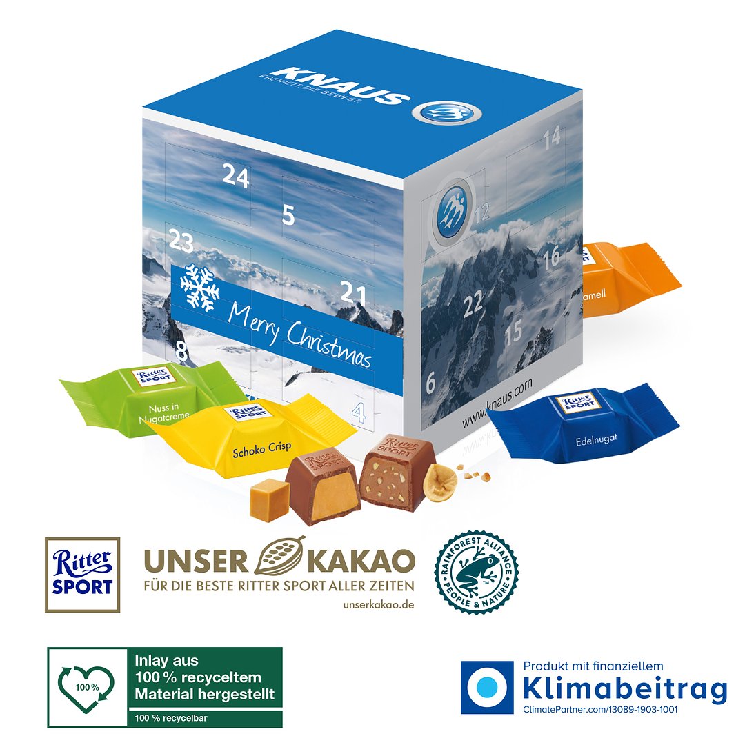 Adventskalender „Cube“ mit Ritter SPORT Schokowürfel