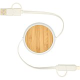 100cm 5-in-1 Kabel aus recyceltem Kunststoff, einziehbar, für Datenübertragung und 45W Schnellladung mit Bambusdetails - Duma
