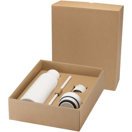 650 ml RCS-zertifizierte doppelwandige Trinkflasche aus recyceltem Edelstahl mit 3-teiligem Deckelset - Beato