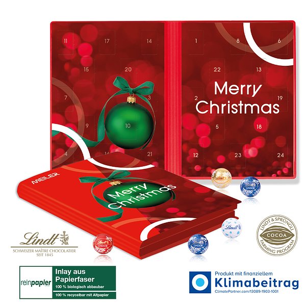 Adventskalender Weihnachtsbuch Lindt „Exklusiv“ Organic mit Lindt Minis