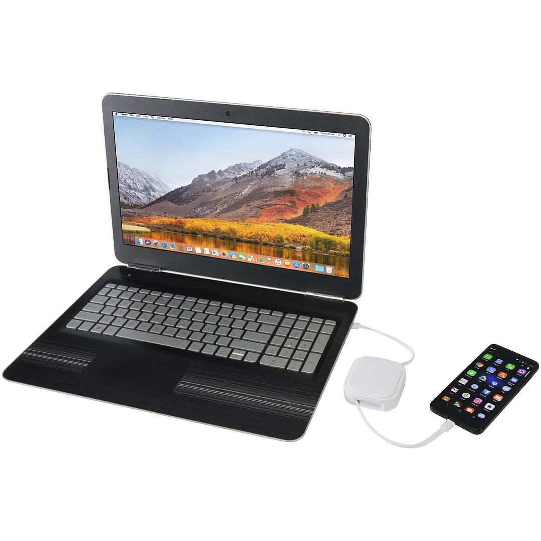 Aufrollbares 5 in 1 Kabel aus Recyclingmaterial mit Datensynchronisierung und 100 W Schnellladefunktion sowie Smartphone Toolkit - Ainatht