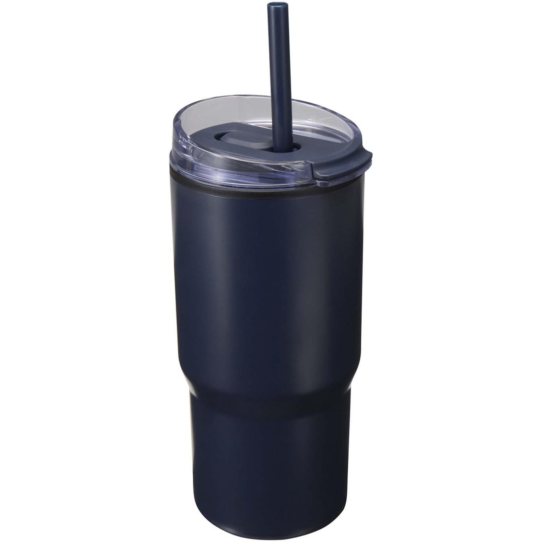 540 ml RCS Becher aus recyceltem Material, doppelwandig isoliert, mit Trinkhalm - Marlixhla