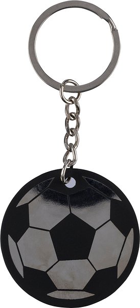 Schlüsselanhänger in Form eines Fussballs aus recyceltem Edelstahl von Corinetold