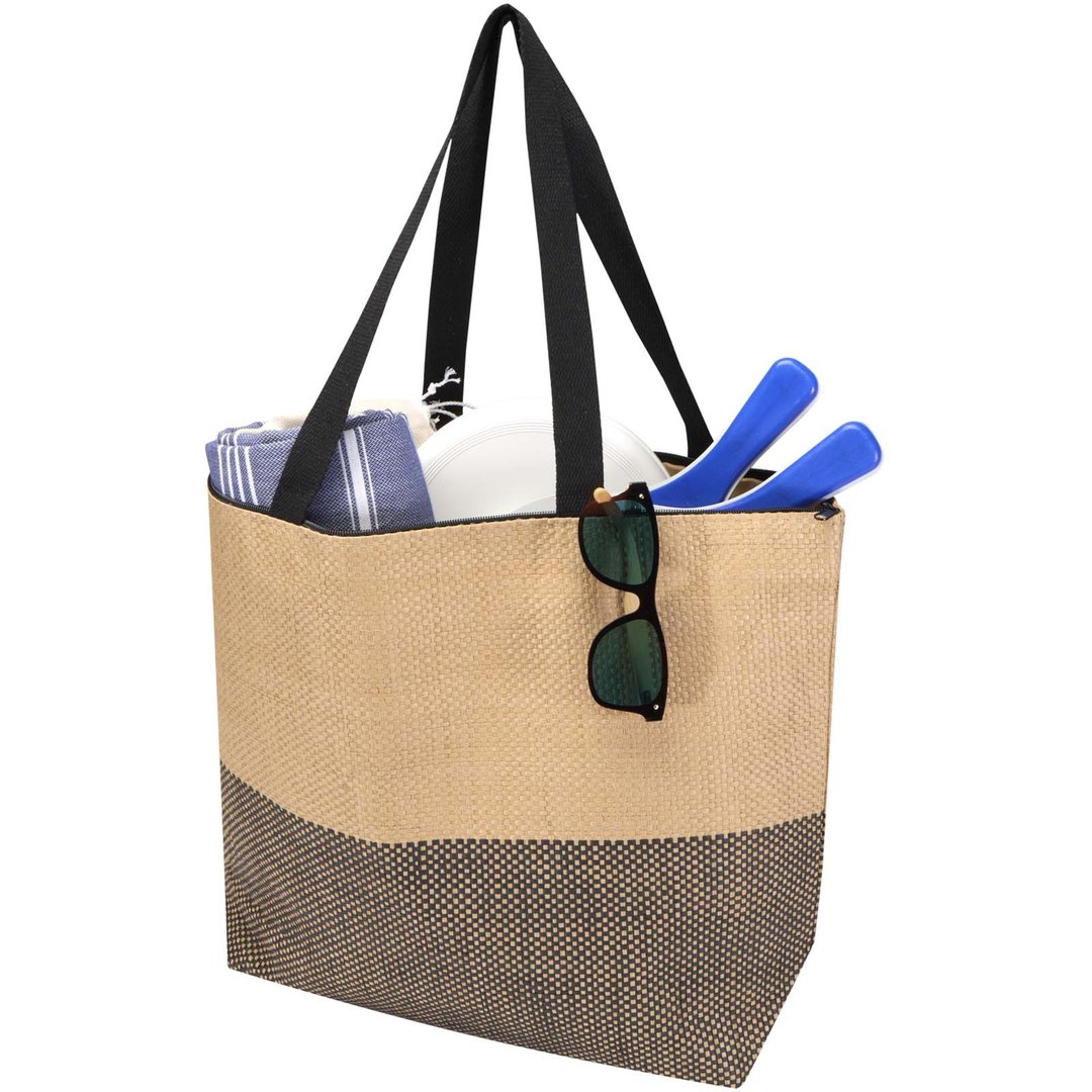 Grosse Strohpapier Tragetasche mit Reissverschluss, 21 l - Jürgin