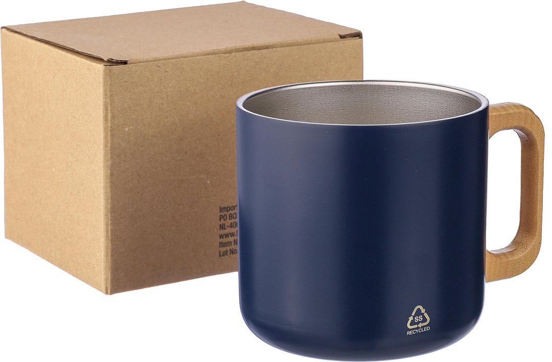 Becher Corg | Recycelter Edelstahl | Holzgriff | 400 ml