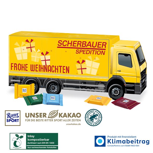 3D Adventskalender „LKW“ Ritter SPORT, Inlay kompostierbar