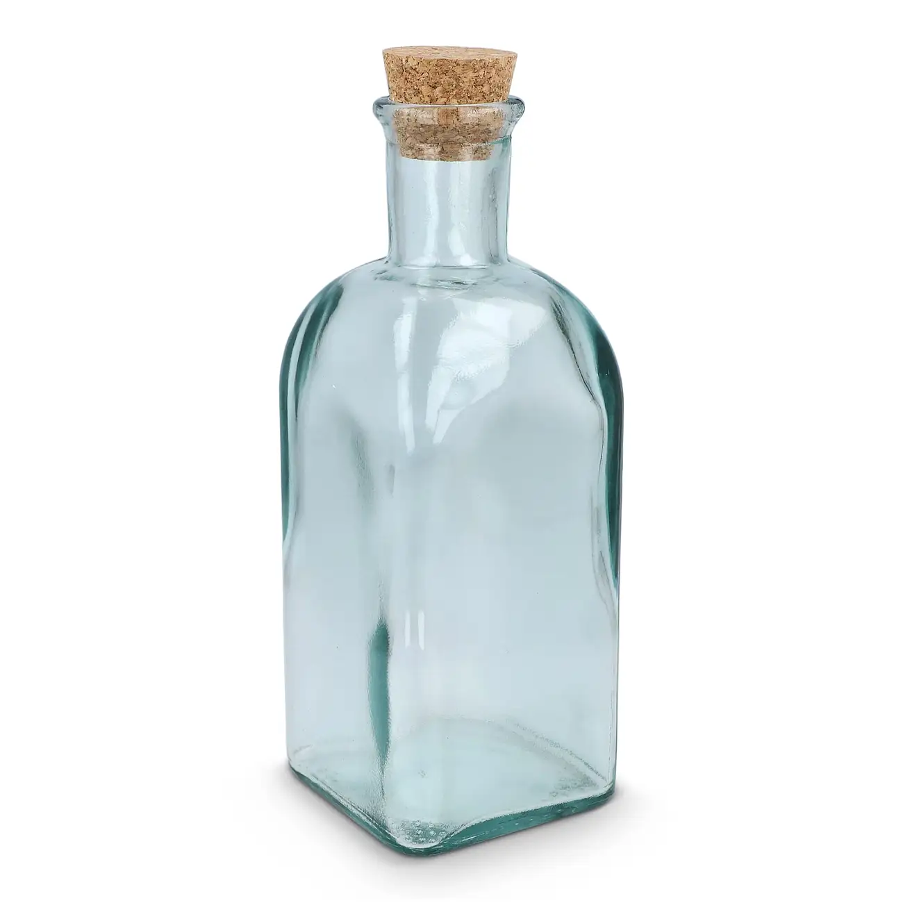 Square Recycelte Glaswasserflasche ReuuZ mit Korkverschluss 500ml Giannele