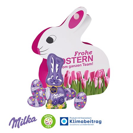 Werbe-Hase mit Milka Schokoladenmischung