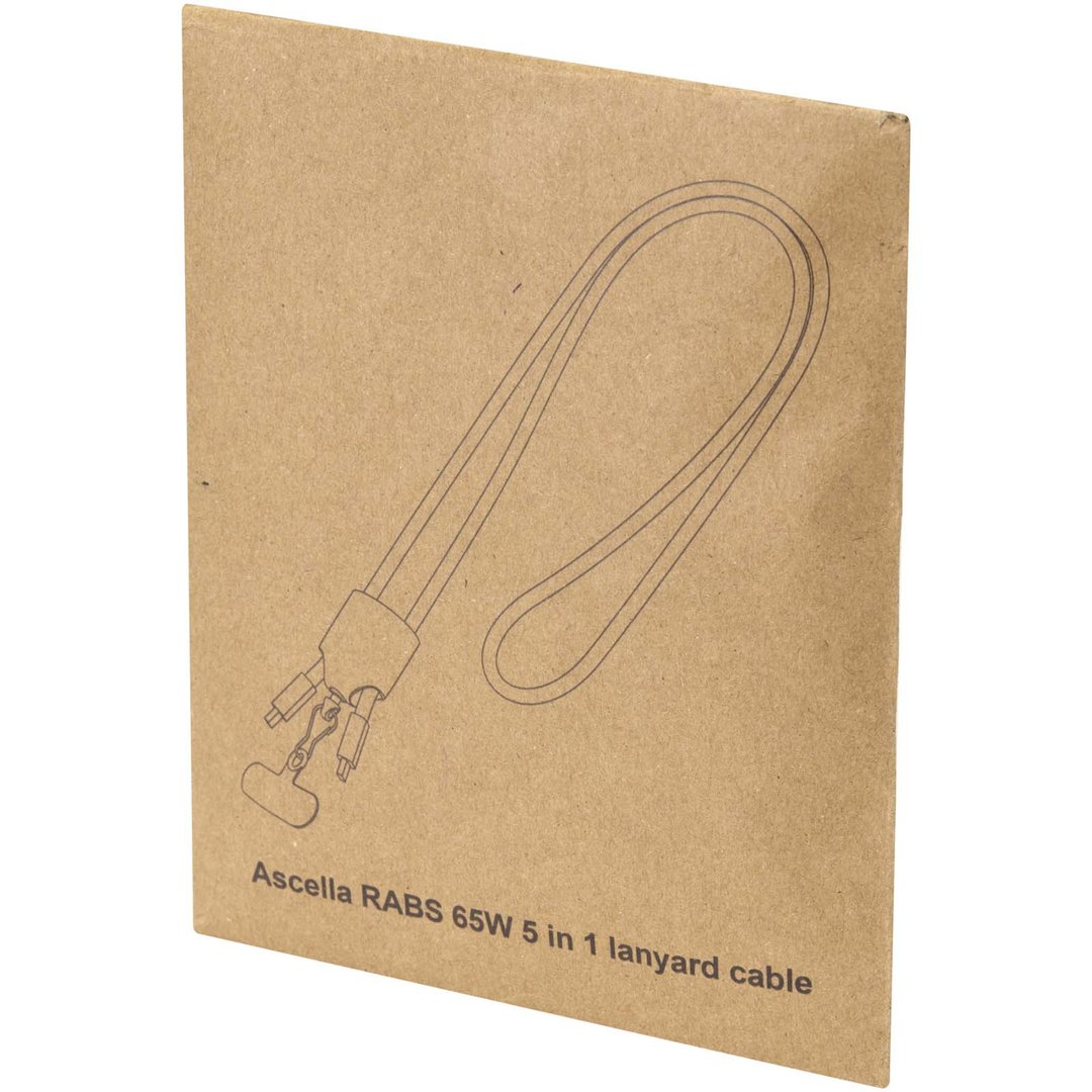 65 W 5-in-1-Ladekabel mit Lanyard aus recyceltem Kunststoff - Doldi