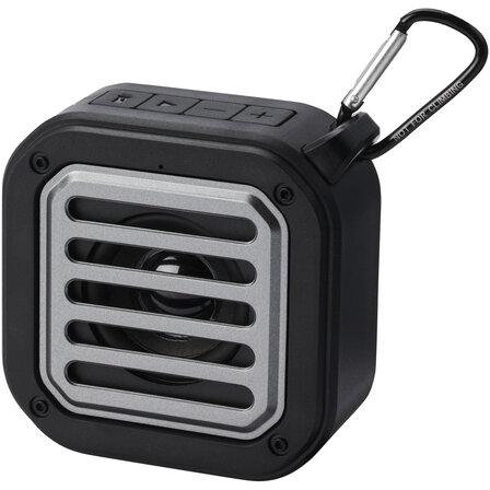 3W IPX5 Solar Bluetooth®-Lautsprecher aus recyceltem RCS Kunststoff mit Karabinerhaken - Fritanrin